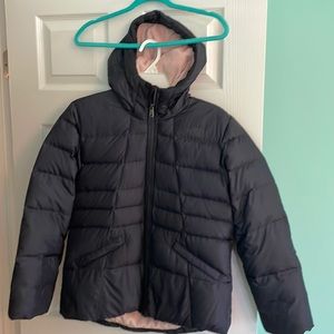 The North Face girls dark gray puffer